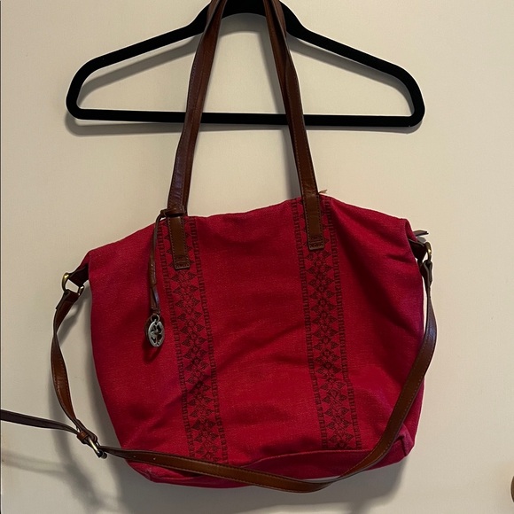 Lucky Brand Handbags - Lucky Brand Red Tote with Brown Straps